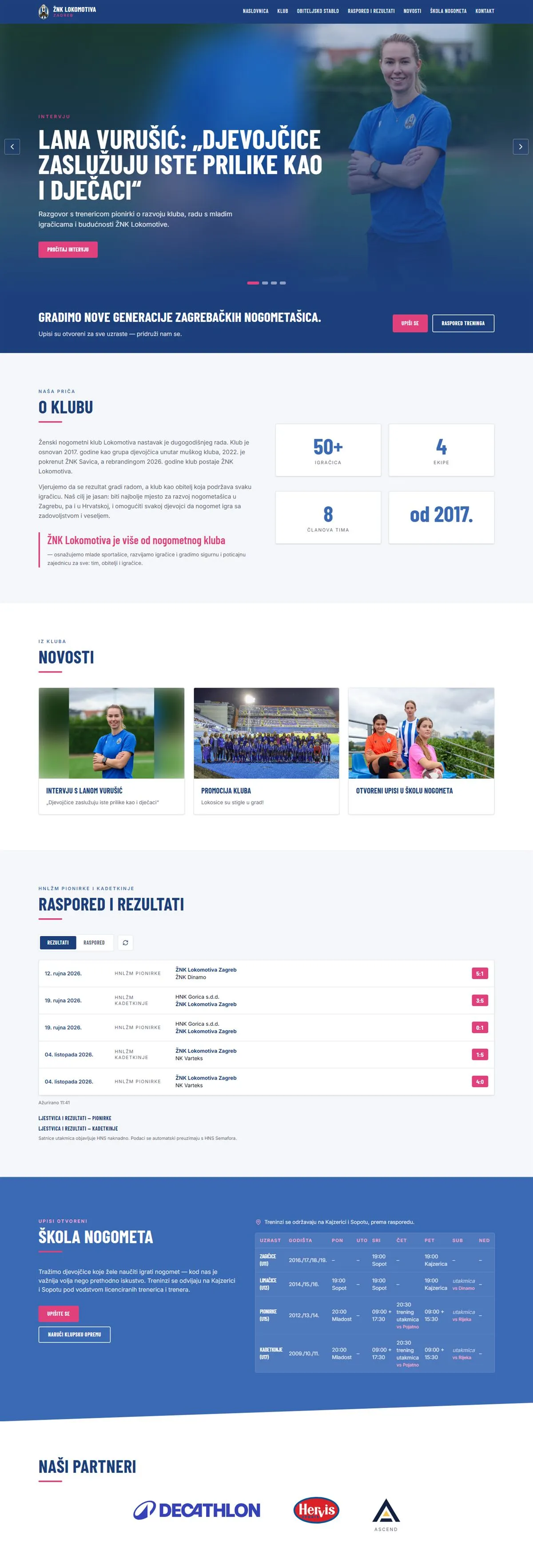 Lokošice (ŽNK Lokomotiva), web stranica