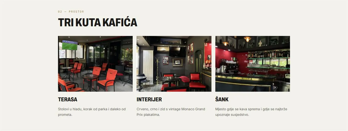 Super A Caffe Bar: Prostor: terasa, interijer, šank